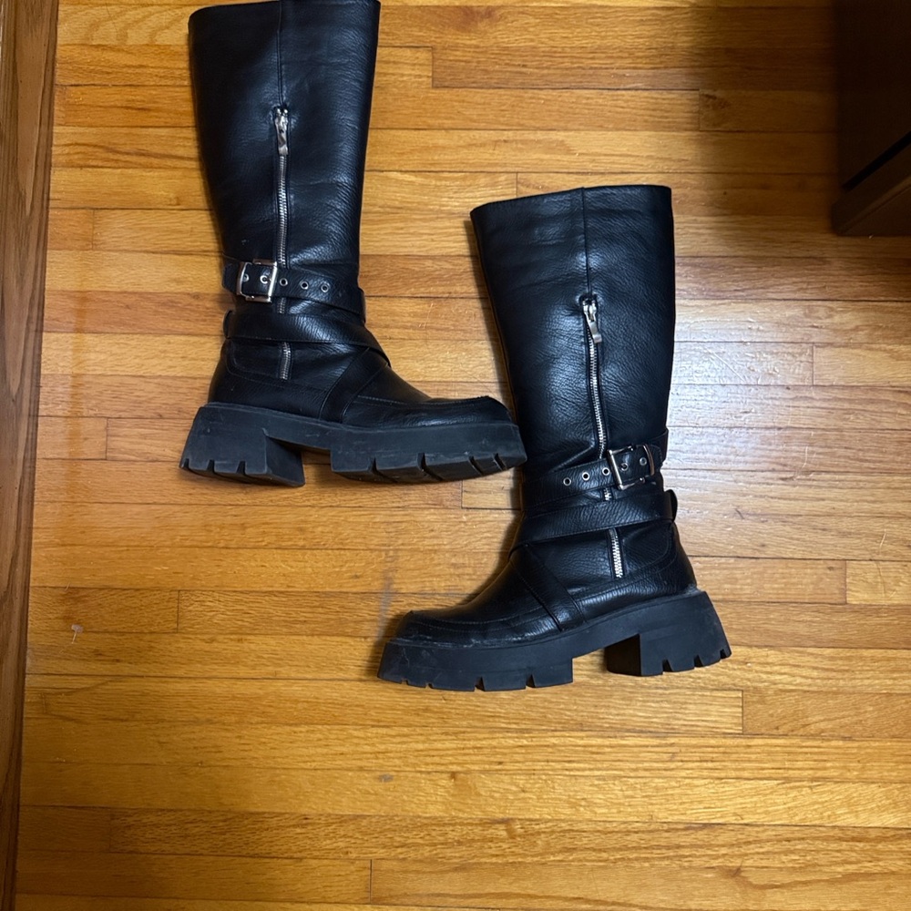 Steve Madden platform Black Knee-High Boots